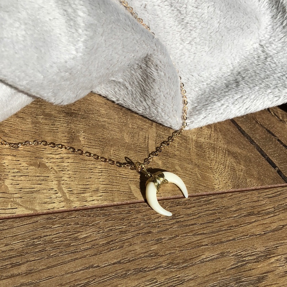 Crescent moon, wire wrapped necklace